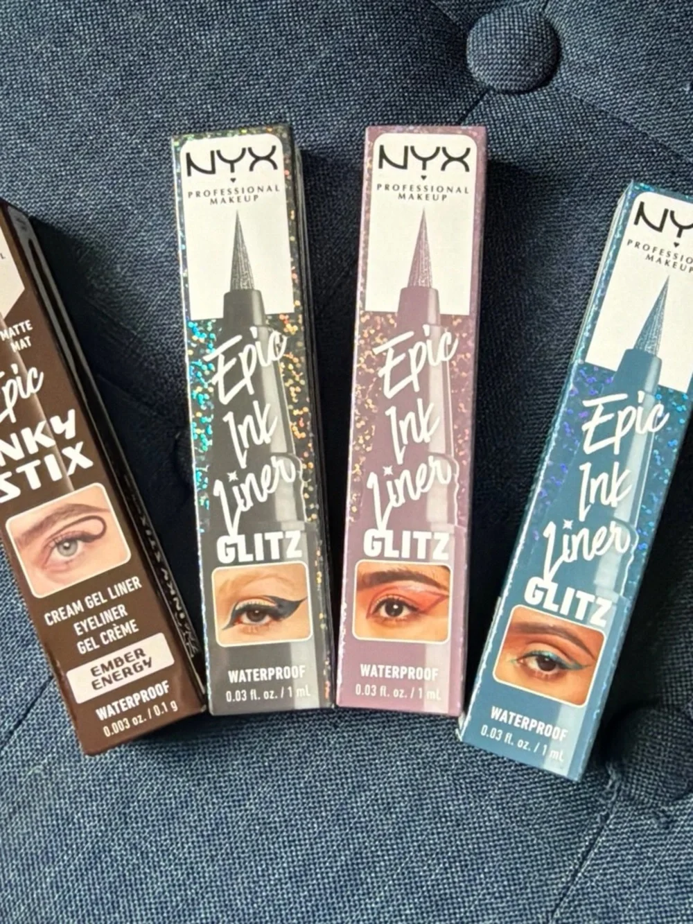 NYX Epic Ink Liner Glitz — Blue, Purple, Black